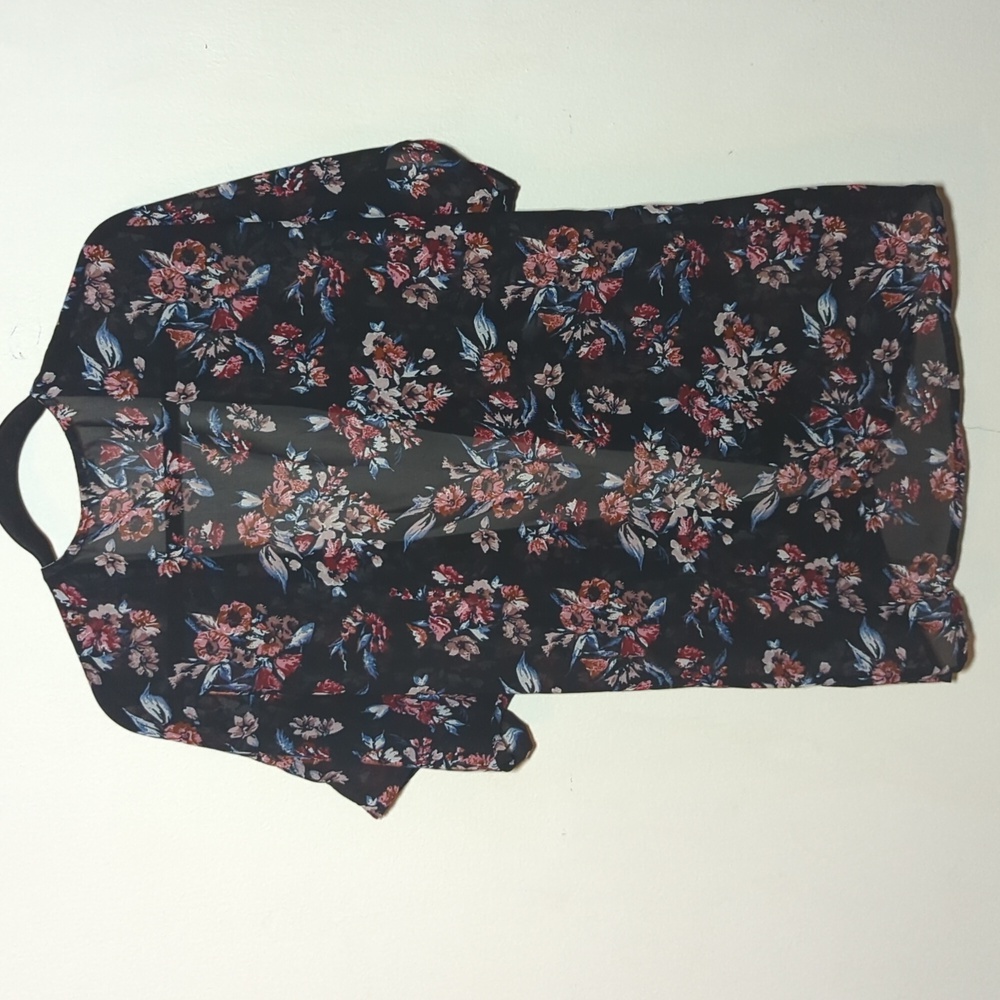 Charlotte Russe Black Sheer Floral Kimono Cardigan Open Front Women's Size S/M - Picture 2 of 5